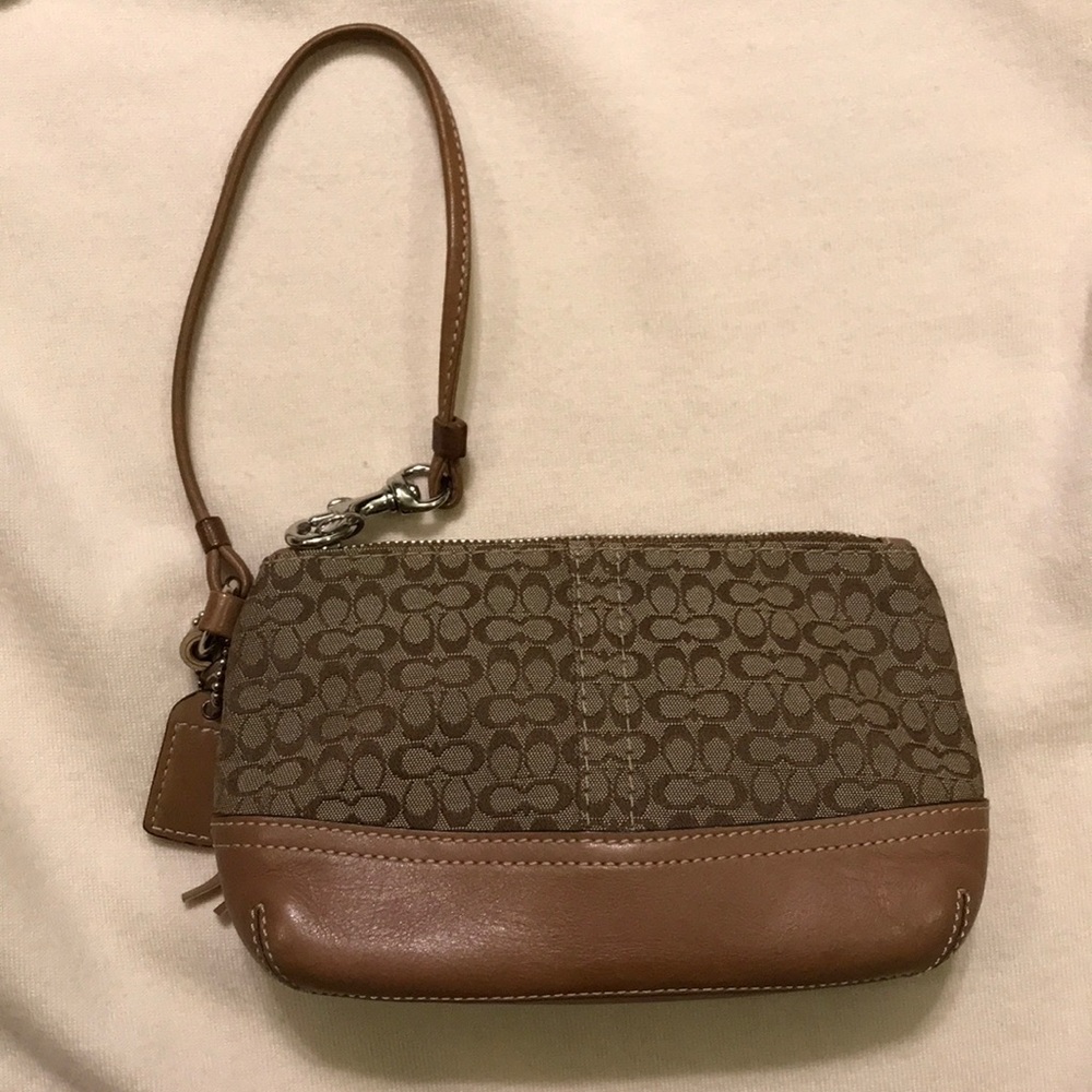 Coach brown wristlet